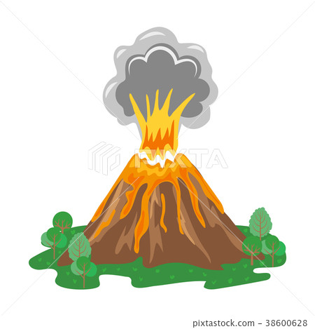 Volcano eruption with smoke and erupting lava Volcano eruption with smoke and erupting lava 38600628