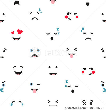 Seamless pattern with emoticons on white. 38600630