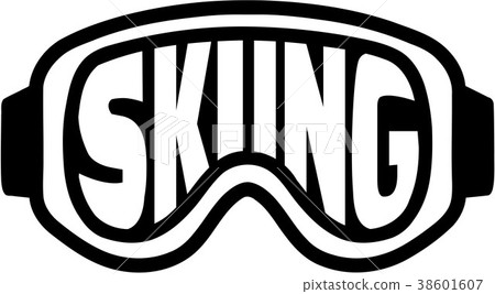 Ski googles with skiing word 38601607