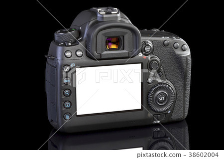 DSLR camera on black glass 38602004