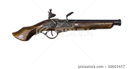 antique pistol with a flintlock  38603457