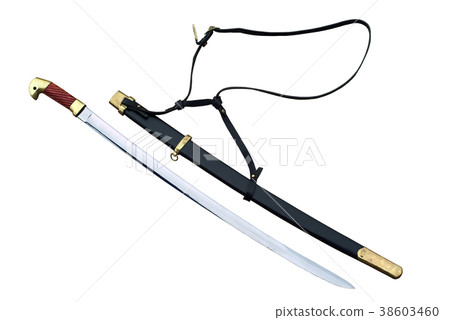 cossack shashka with scabbard on white background cossack shashka with scabbard on white background 38603460
