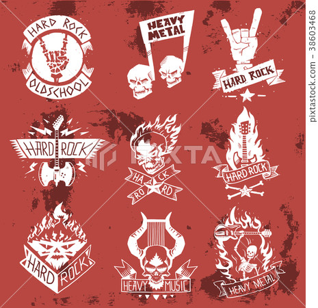 Heavy rock music vector badge vintage label with 38603468