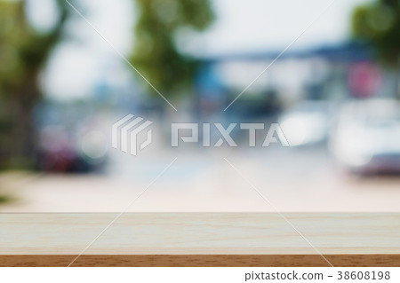 empty wood with blur resturant background empty wood with blur resturant background 38608198