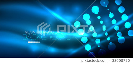 Circle abstract lights, blue neon glowing 38608750