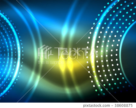 Magic neon circle shape abstract background, shiny 38608875
