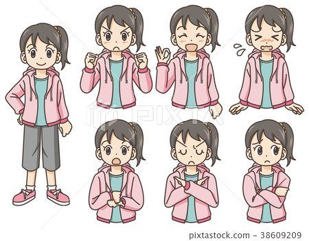 Pose variations of athletic dressed women 38609209