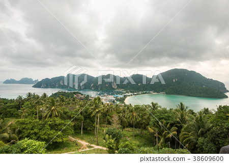 Travel vacation background - Tropical island with Travel vacation background - Tropical island with 38609600