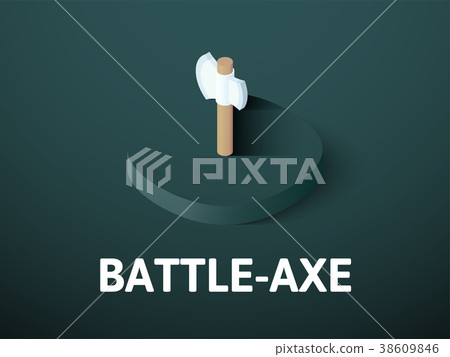 Battle-Axe isometric icon, isolated on color Battle-Axe isometric icon, isolated on color 38609846