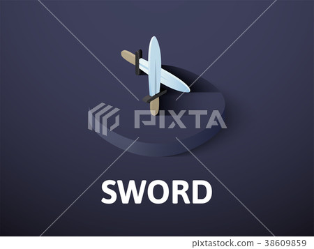 Sword isometric icon, isolated on color background 38609859