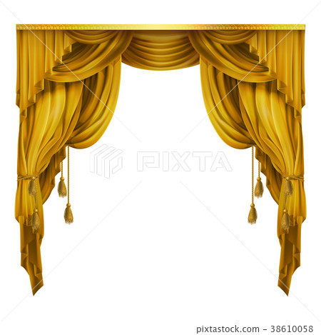 Vector silk, velvet theatrical curtain with folds Vector silk, velvet theatrical curtain with folds 38610058