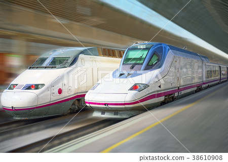 Modern hi-speed passenger train. Modern hi-speed passenger train. 38610908