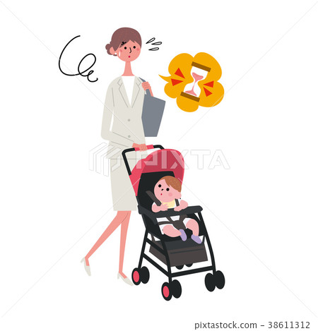 Illustration of mother chased in time Illustration of mother chased in time 38611312