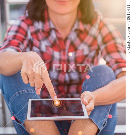 engineer working online on tablet new technology engineer working online on tablet new technology 38612411