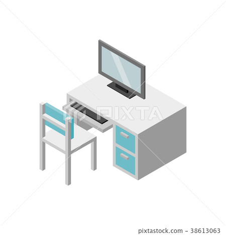 Set of Furniture, Working table with computer. Set of Furniture, Working table with computer. 38613063