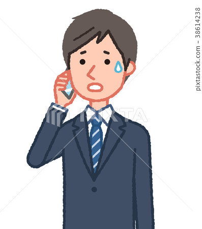 Man in trouble while talking on smartphone Man in trouble while talking on smartphone 38614238