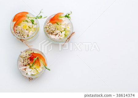 Healthy food, menu with microgreens. Salad with Healthy food, menu with microgreens. Salad with 38614374