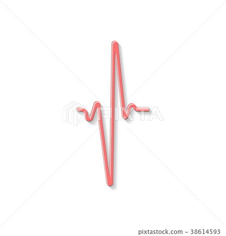Red sinusoidal heartbeat logo 38614593