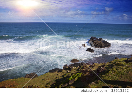Big waves on Gris Gris cape on South of Mauritius. 38615332