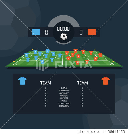 Soccer match scoreboard and statistics plan 스톡일러스트 PIXTA