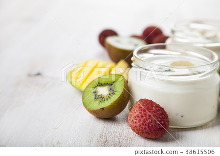Yogurt with tropical fruits Yogurt with tropical fruits 38615506