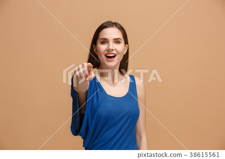 The happy woman point you and want you, half 38615561