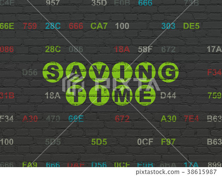 Timeline concept: Saving Time on wall background Timeline concept: Saving Time on wall background 38615987