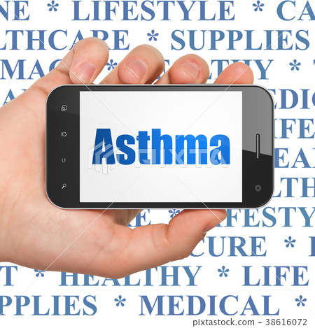 Healthcare concept: Hand Holding Smartphone with Healthcare concept: Hand Holding Smartphone with 38616072