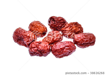 Dried red date or Chinese jujube on white 38616268