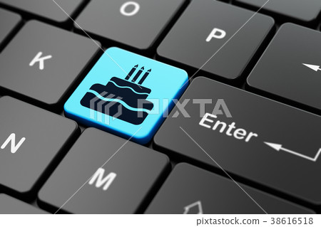 Entertainment, concept: Cake on computer keyboard 38616518