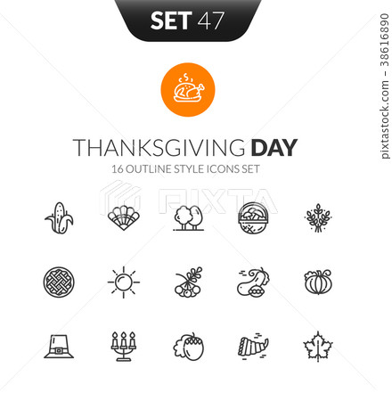 Outline black icons set in thin modern style Outline black icons set in thin modern style 38616890