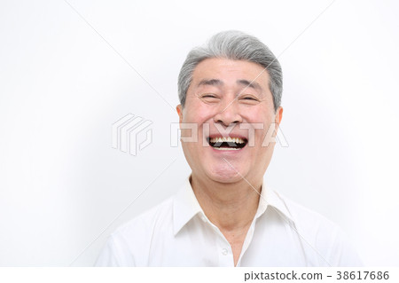 亞洲人的表情，資深，中年，老人，特寫鏡頭，笑，微笑，幸福，健康 38617686