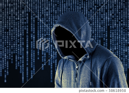 Hooded computer hacker Hooded computer hacker 38618938