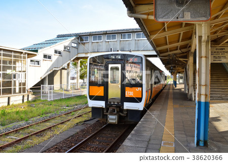 Kiha 120 trains stopping at Niigata JR Sakamachi Station 38620366