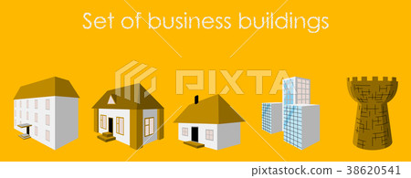 Isolated city buildings icon set different heights - Stock Illustration ...