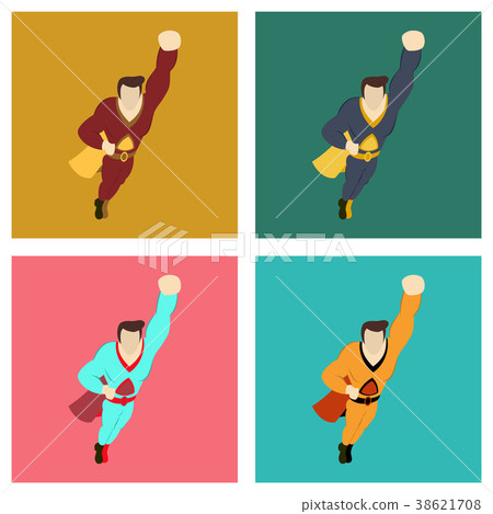 Set of Superhero cartoon icon with superman on 38621708