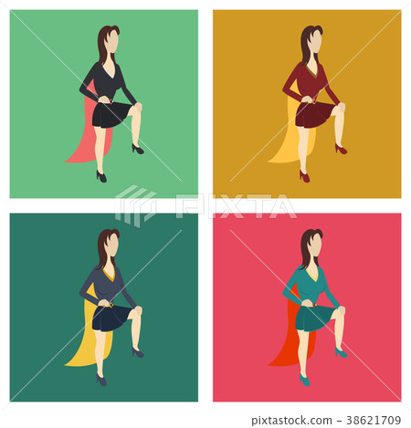 Set of Super hero woman flat poster in comic style 38621709