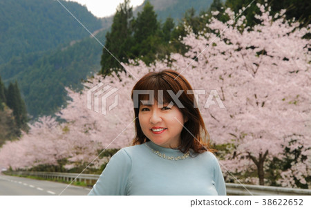 Cherry tree lined women portrait 38622652