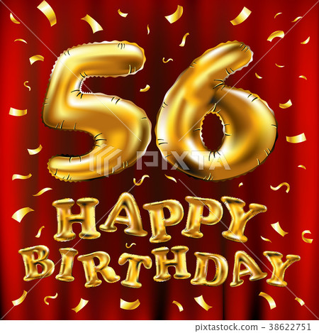 vector happy birthday 56 celebration gold balloons 38622751