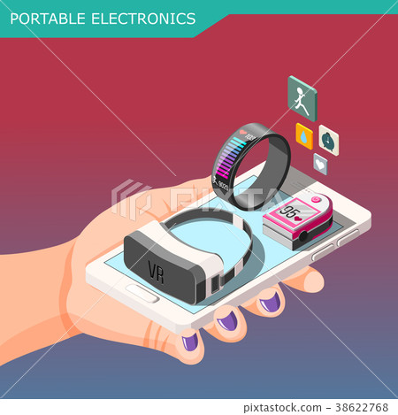 Portable Electronics Isometric Composition 38622768