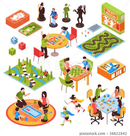 Board Games People Isometric Set  38622842