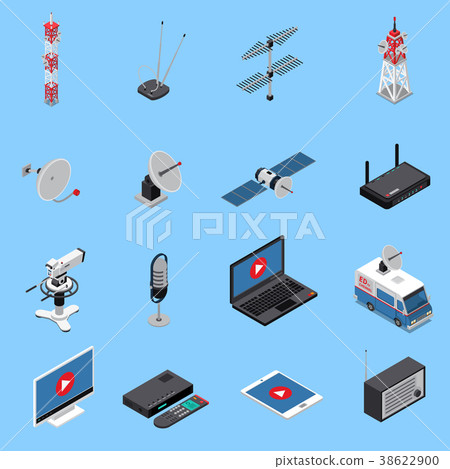 Telecommunication Isometric Icons Set 38622900