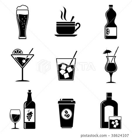 Beverages icons set Beverages icons set 38624107