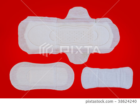 Feminine sanitary napkin on red background 38624240
