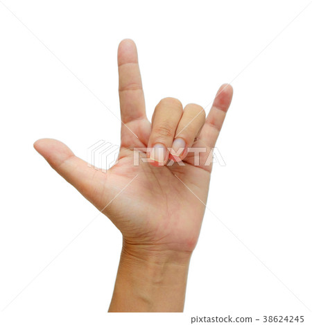 Hand sign meaning I Love You on white background 38624245