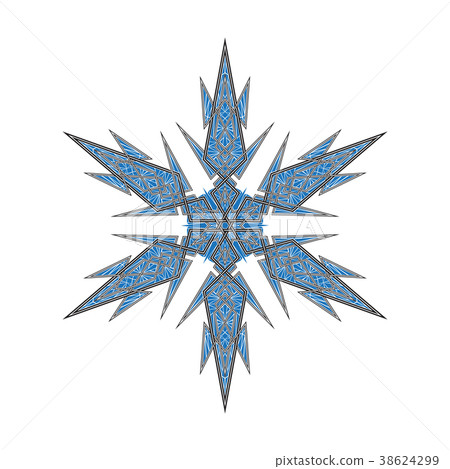 Big crystal snowflake in flat style on transparent 38624299