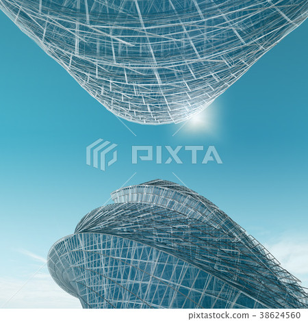 Business buildings opposite 3d rendering Business buildings opposite 3d rendering 38624560