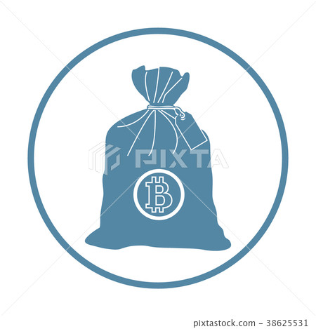 Stylized icon of a knotted bag with money. 38625531
