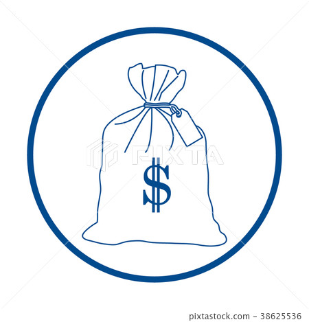 Stylized icon of a knotted bag with money. 38625536
