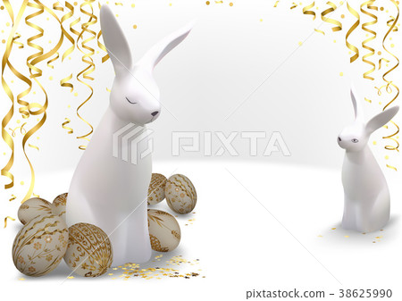 Easter Greeting Card with Golden Easter Eggs 38625990